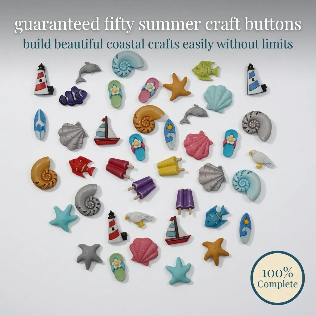 Buttons Galore Summer Nähknöpfe Sommer-Mix 50 Stück