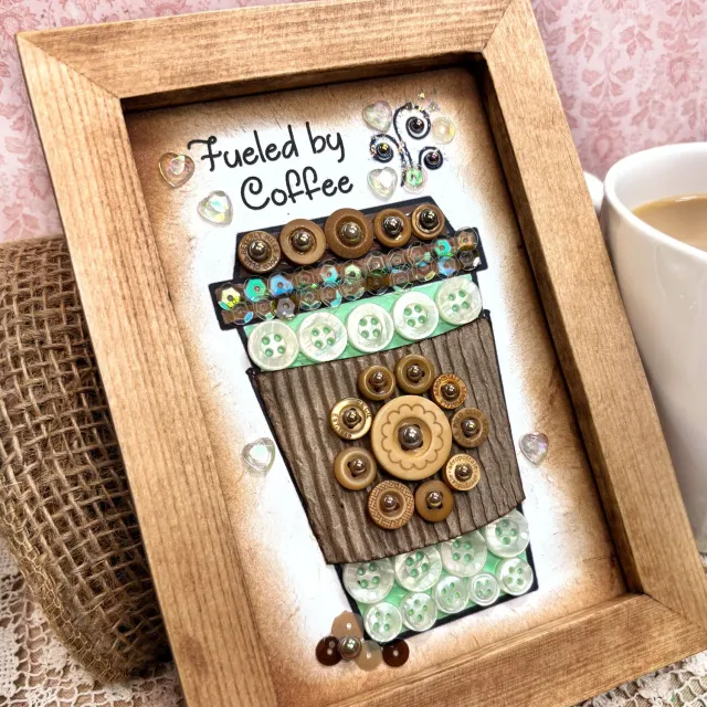 Buttons Galore Coffee Frame Bastelset 13x18 cm Holzrahmen