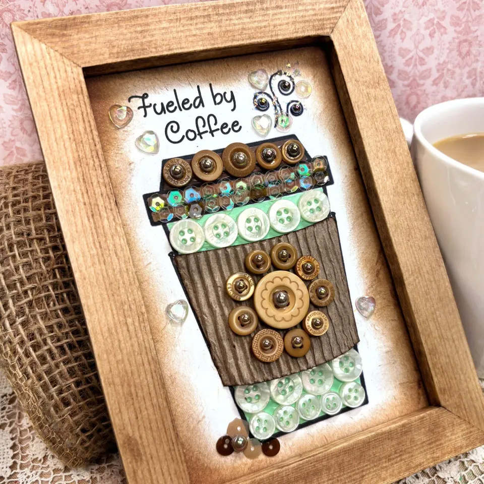 Buttons Galore Coffee Frame Bastelset 13x18 cm Holzrahmen