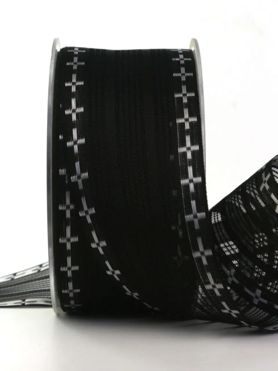 ALJO DESIGN Trauerflor Kreuz Schwarz 50 mm 25 m Rolle