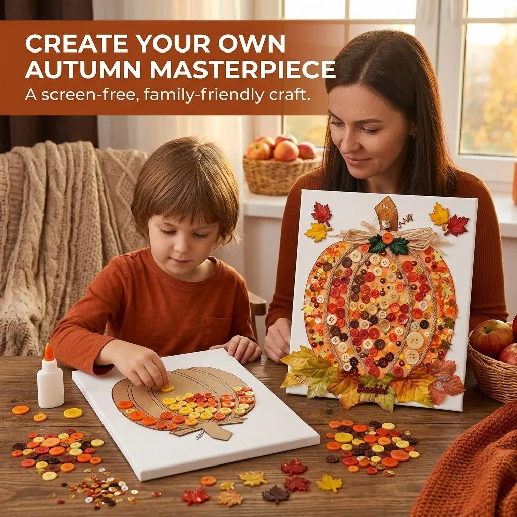 Buttons Galore Pumpkin Canvas Bastelset Herbst 8x10