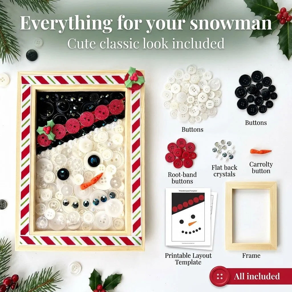 Buttons Galore Snowman Frame Bastelset Schneemann 5x7