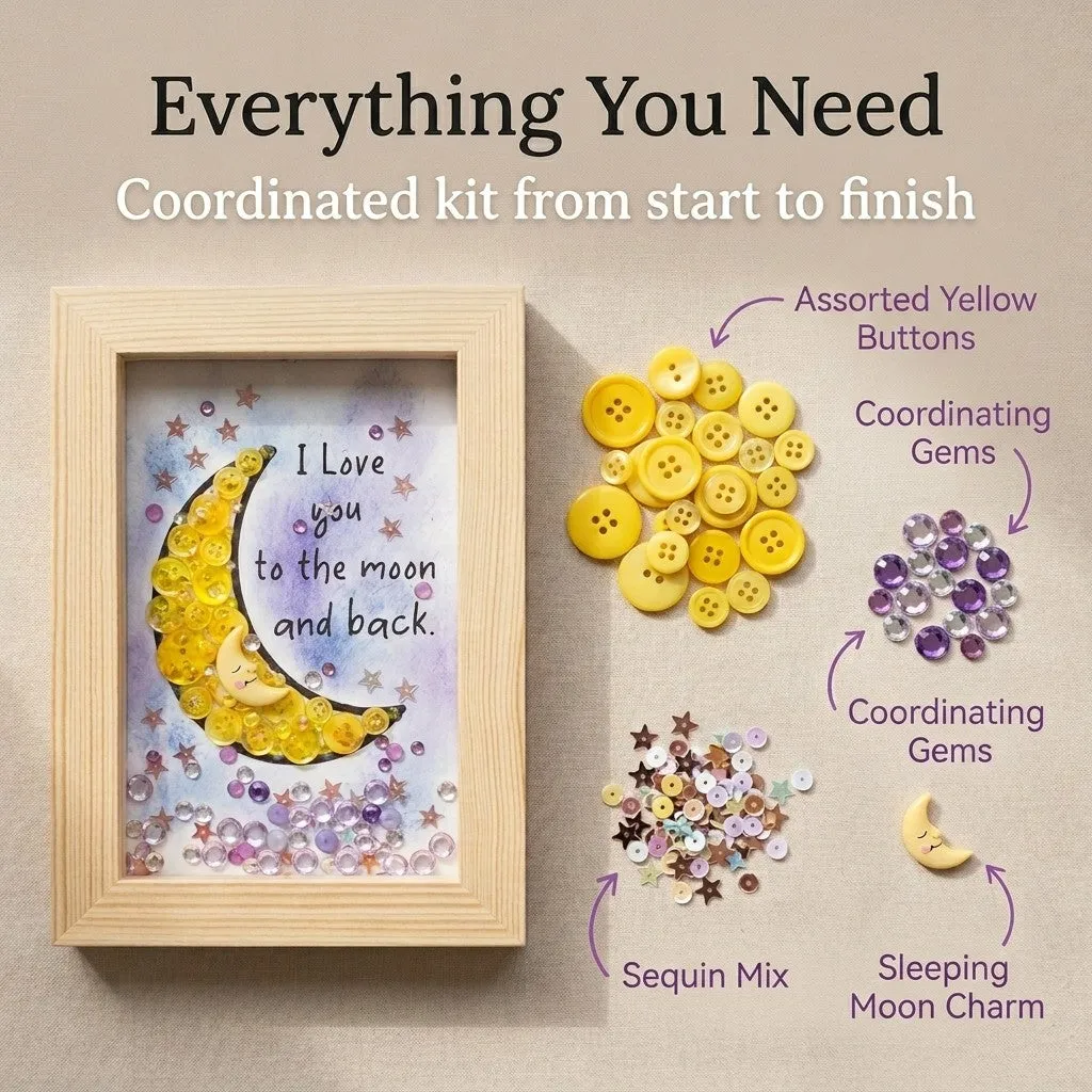 Buttons Galore Love You to the Moon Bastelset Rahmen 13x18 cm