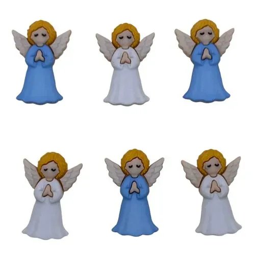 Buttons Galore Heavenly Angels Engelknöpfe 6 Stück Blau-Weiß