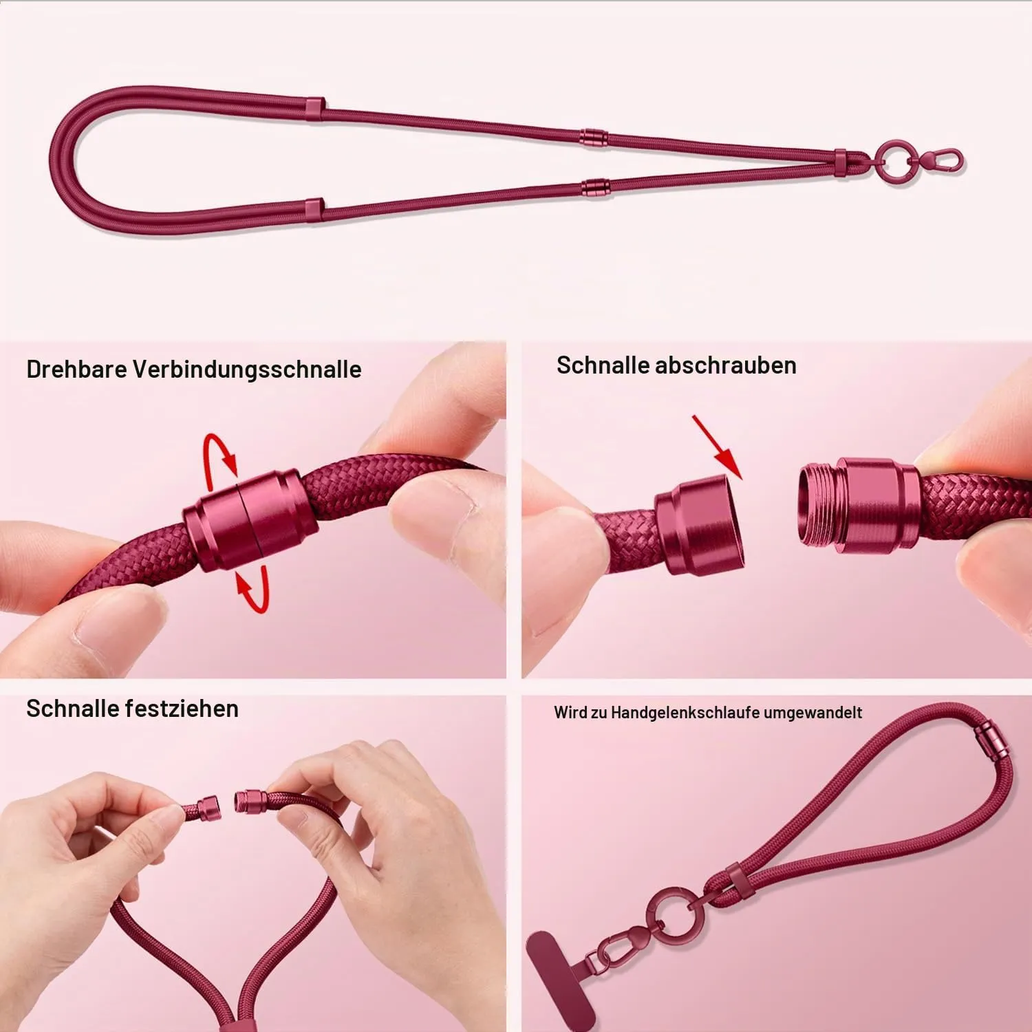 MORSUNBELA Handykette 4-in-1 Handyband zum Umhängen