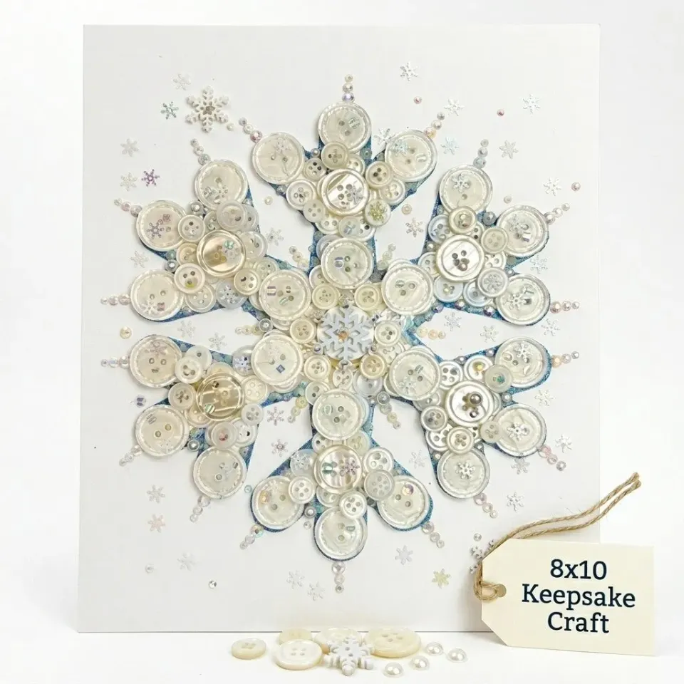 Buttons Galore Snowflake Canvas Bastelset 20x25cm weiß