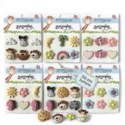 Buttons Galore BaZooples Tier Nähknöpfe 36 Stück Zootiere