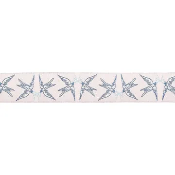 Renaissance Ribbon Mademoiselle Doves and Bows Band Creamy Pink 1 Yard