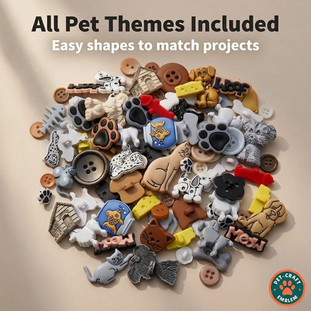 Buttons Galore Pet Button Super Value Pack Knöpfe 100 Stück 3D