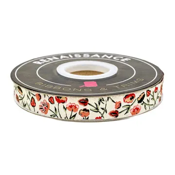 Renaissance Ribbon Spruce Tulip Time Dekorband 1 Yard Creme