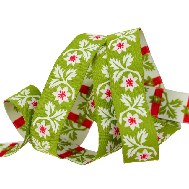 Renaissance Ribbon Buon Natale Holly and Vine Schmuckband Stechpalme