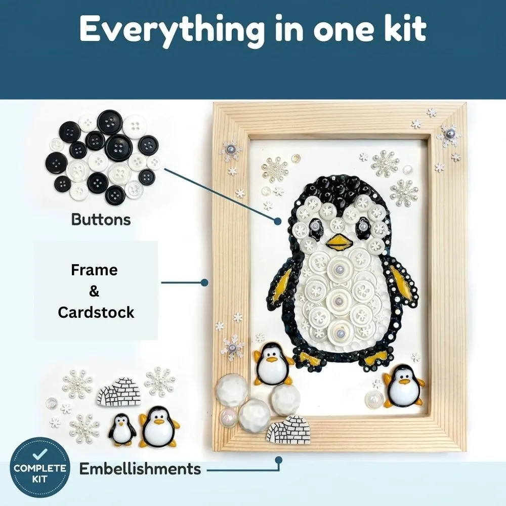 Buttons Galore Penguin Frame Bastelset 5x7 mit Holzrahmen
