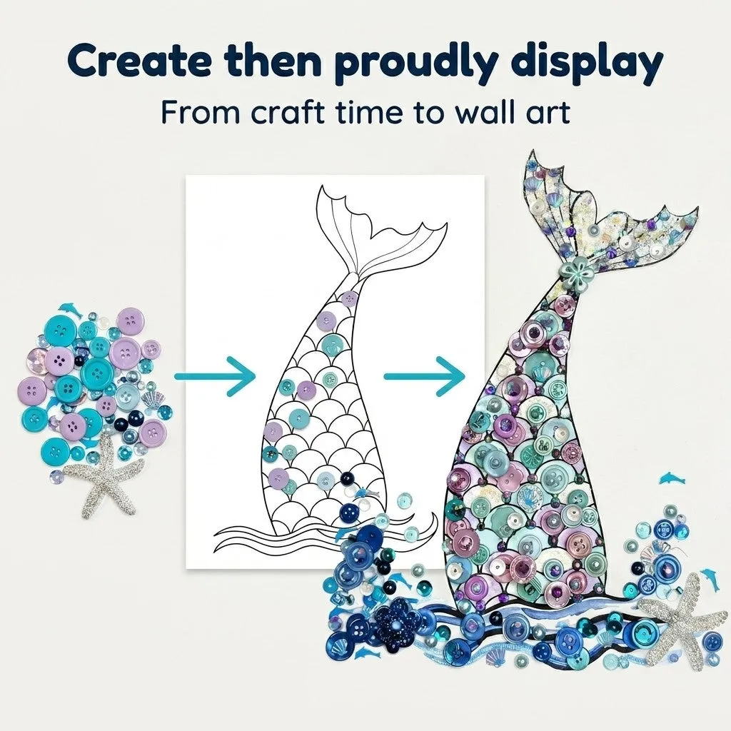 Buttons Galore Mermaid Canvas DIY Craft Kit Bastelset lila