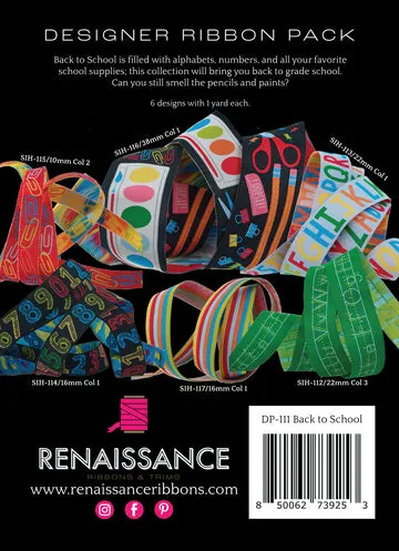 Renaissance Ribbon Back to School Designer Pack 6x 1 Yard