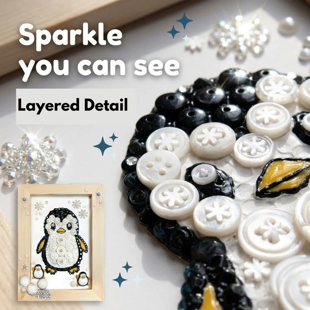 Buttons Galore Penguin Frame Bastelset 5x7 mit Holzrahmen
