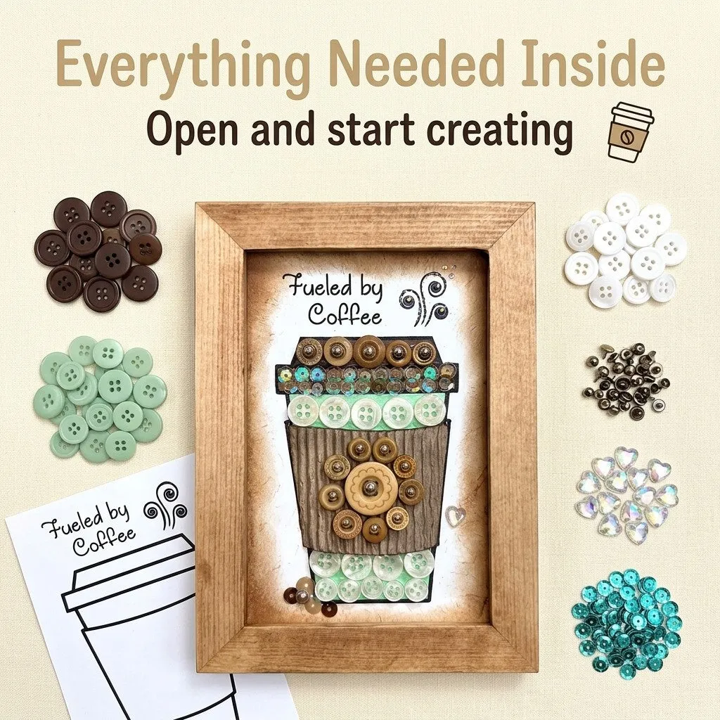 Buttons Galore Coffee Frame Bastelset 13x18 cm Holzrahmen