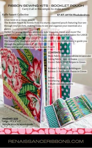 Renaissance Ribbon Booklet Pouch Nähset Groß mit Zippern
