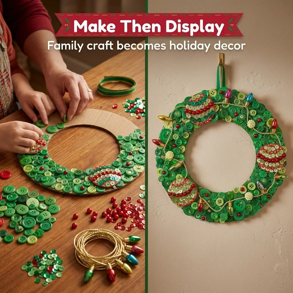 Buttons Galore Christmas Wreath Bastelset 20 cm Komplettset