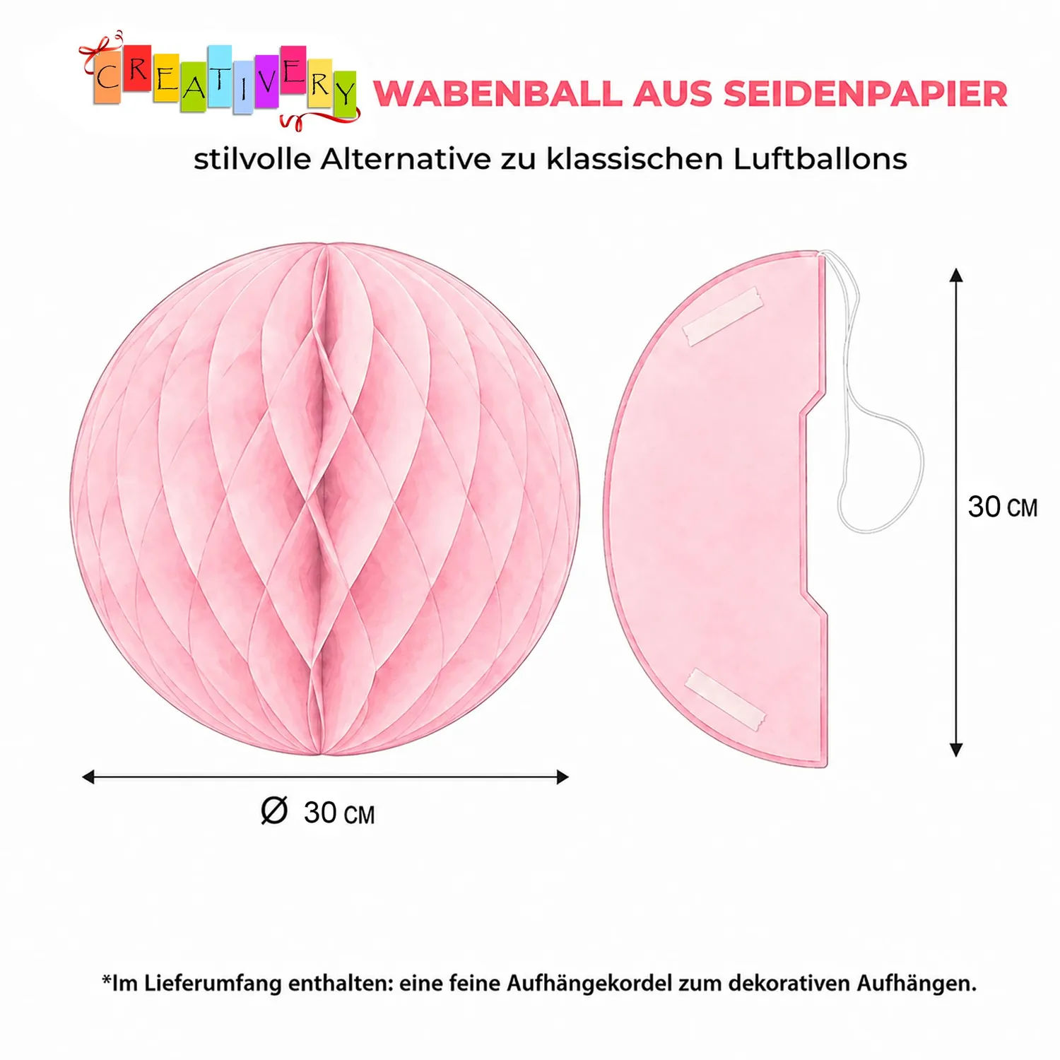 Creativery Wabenball Seidenpapier 30cm 1 Stück