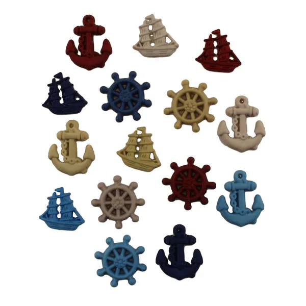 Buttons Galore Beach & Ocean Ahoy Knöpfe 15 Stück maritim