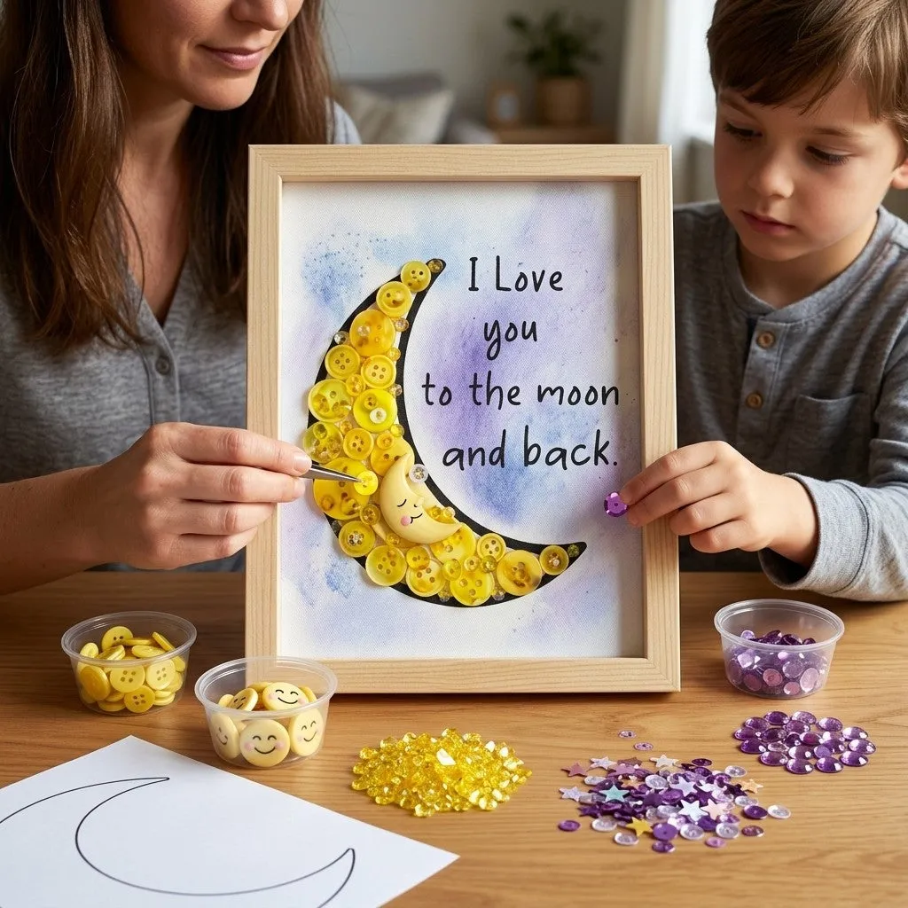 Buttons Galore Love You to the Moon Bastelset Rahmen 13x18 cm