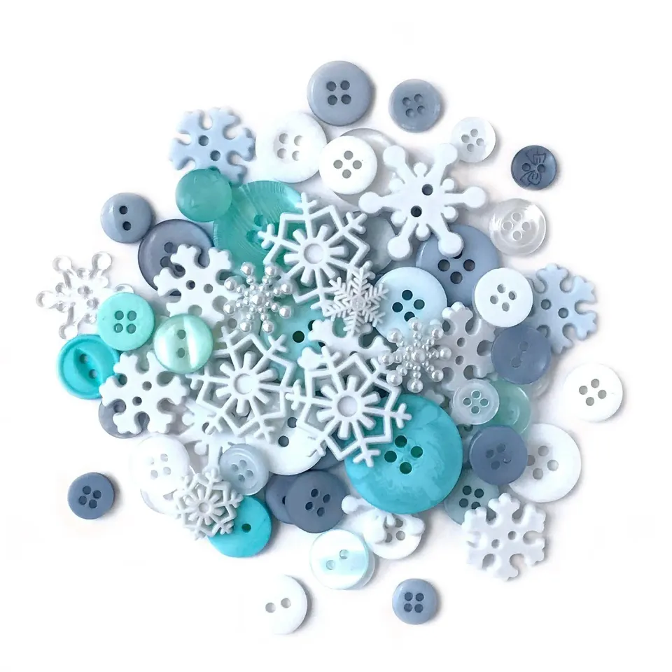Buttons Galore Snowflakes Knöpfe 50 Stück Wintermix