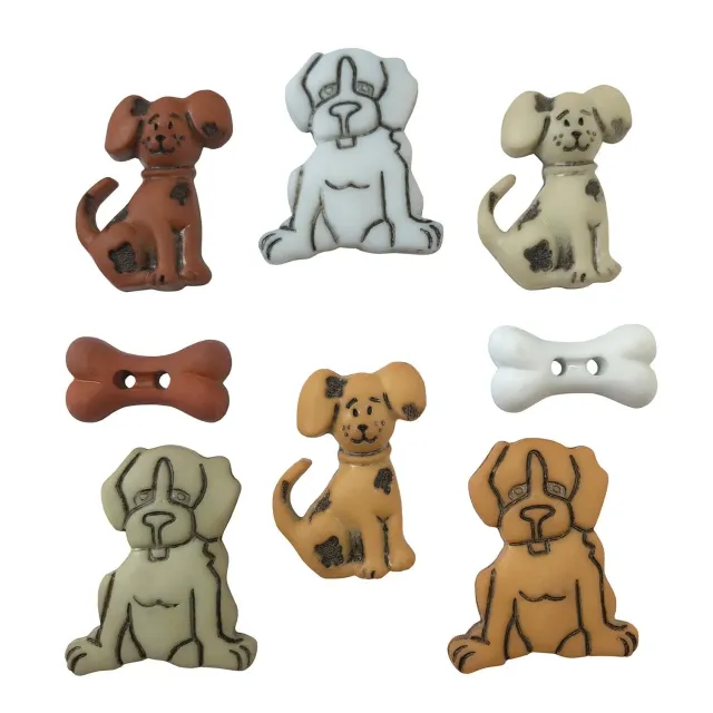 Buttons Galore Puppy Love Knöpfe 8 Stück Hunde