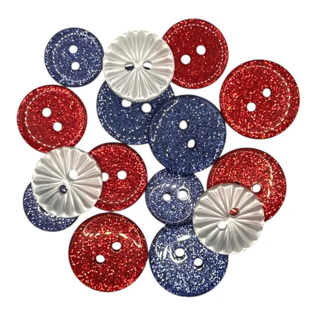 Buttons Galore America 250 Freedom Glitzerknöpfe rot weiß blau