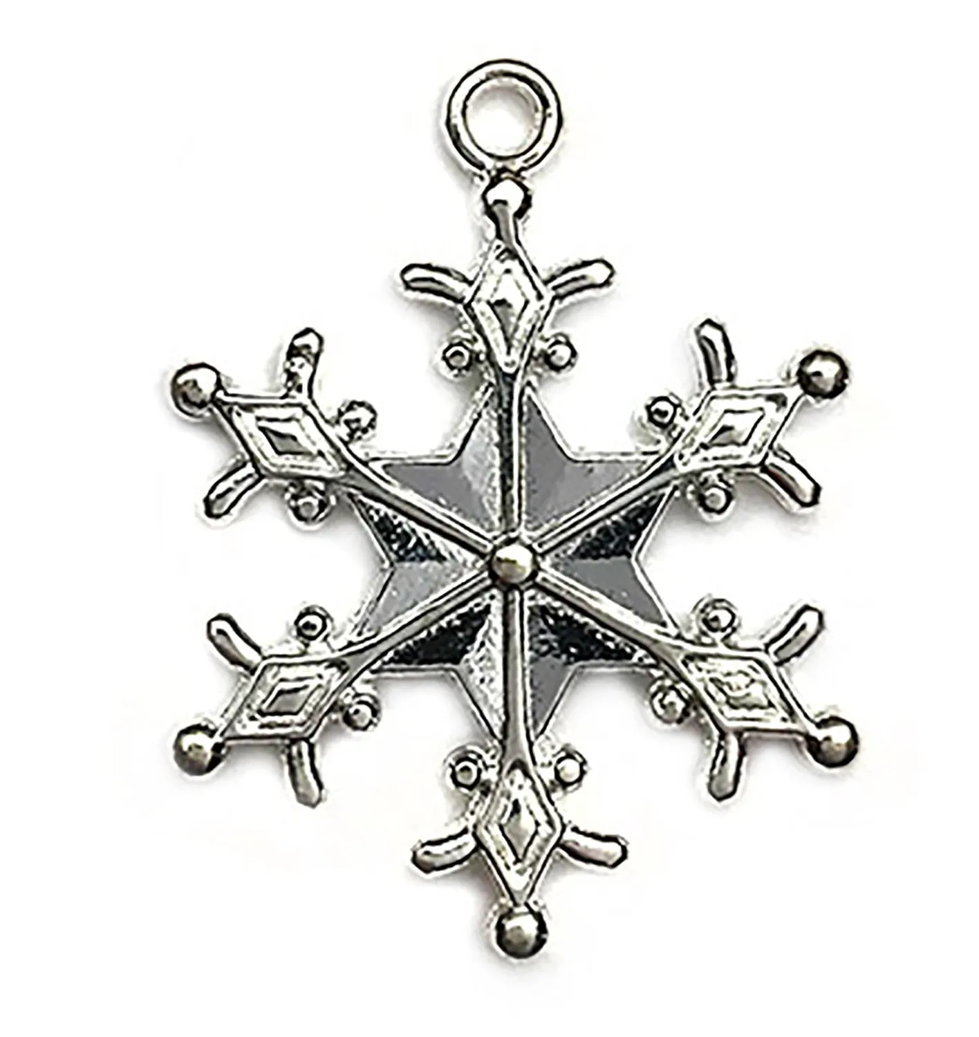 Buttons Galore Snowflake Anhänger 3,2 cm silber 10 Stück