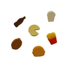 Buttons Galore Flatbackz Fast Food Basteldeko 6 Stück