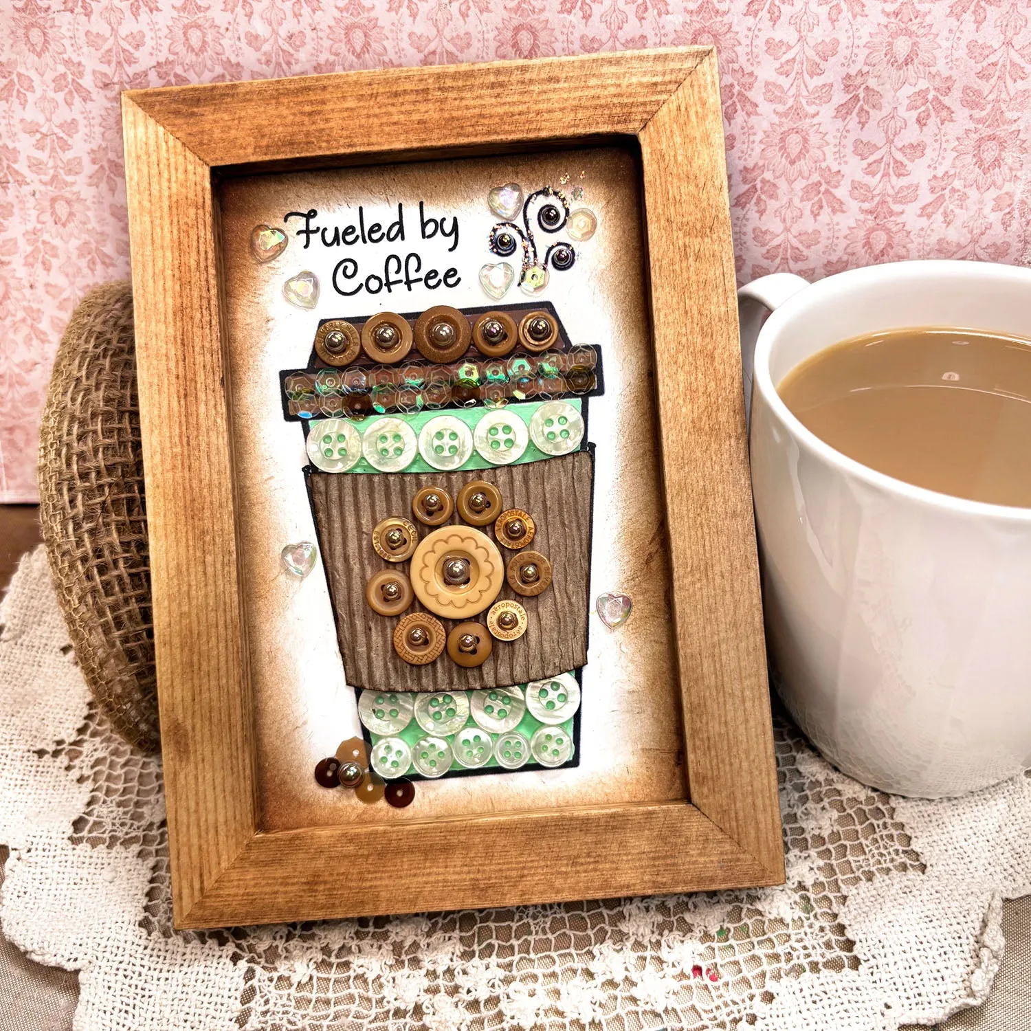 Buttons Galore Coffee Frame Bastelset 13x18 cm Holzrahmen