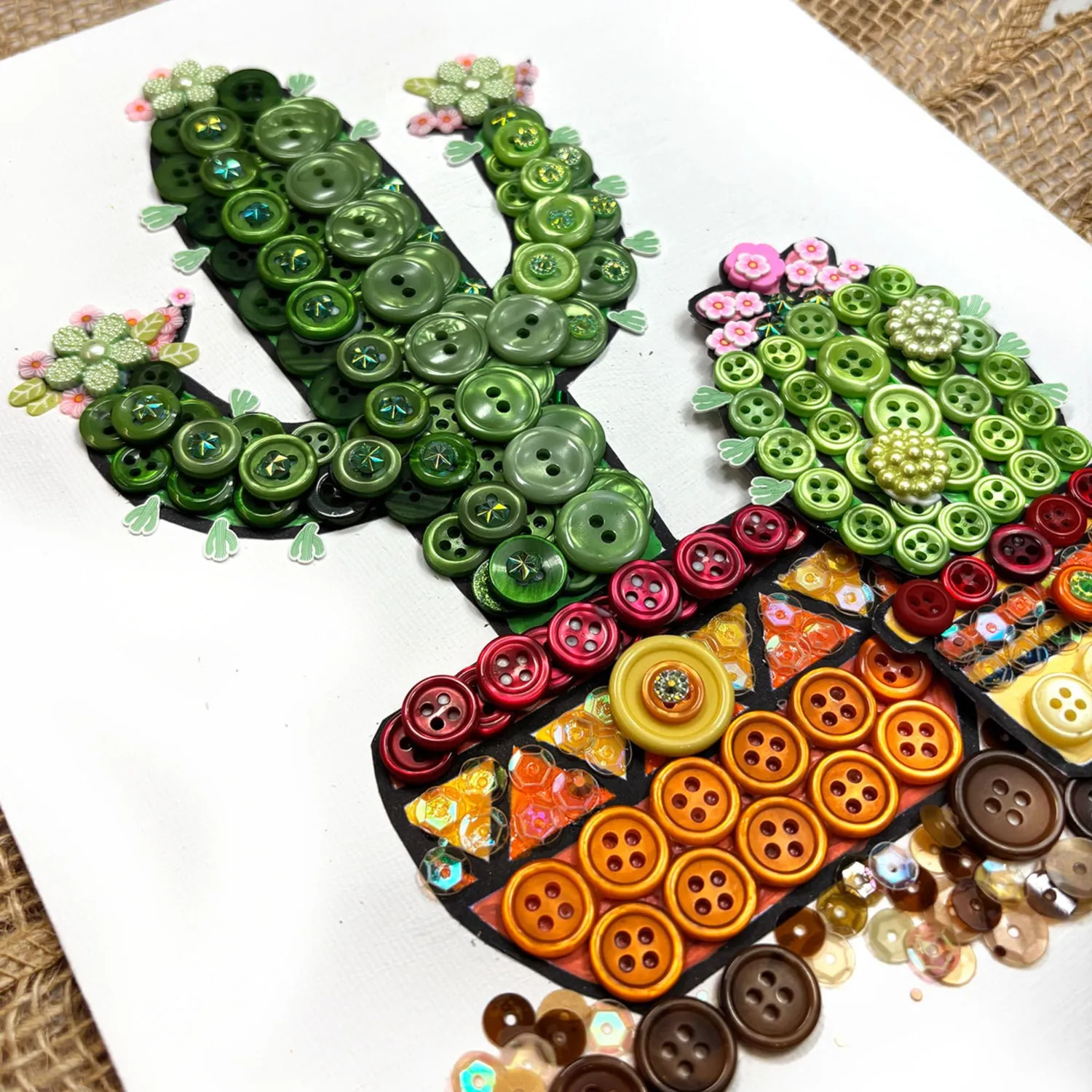 Buttons Galore Cactus Canvas DIY Craft Kit Kaktus Bastelset