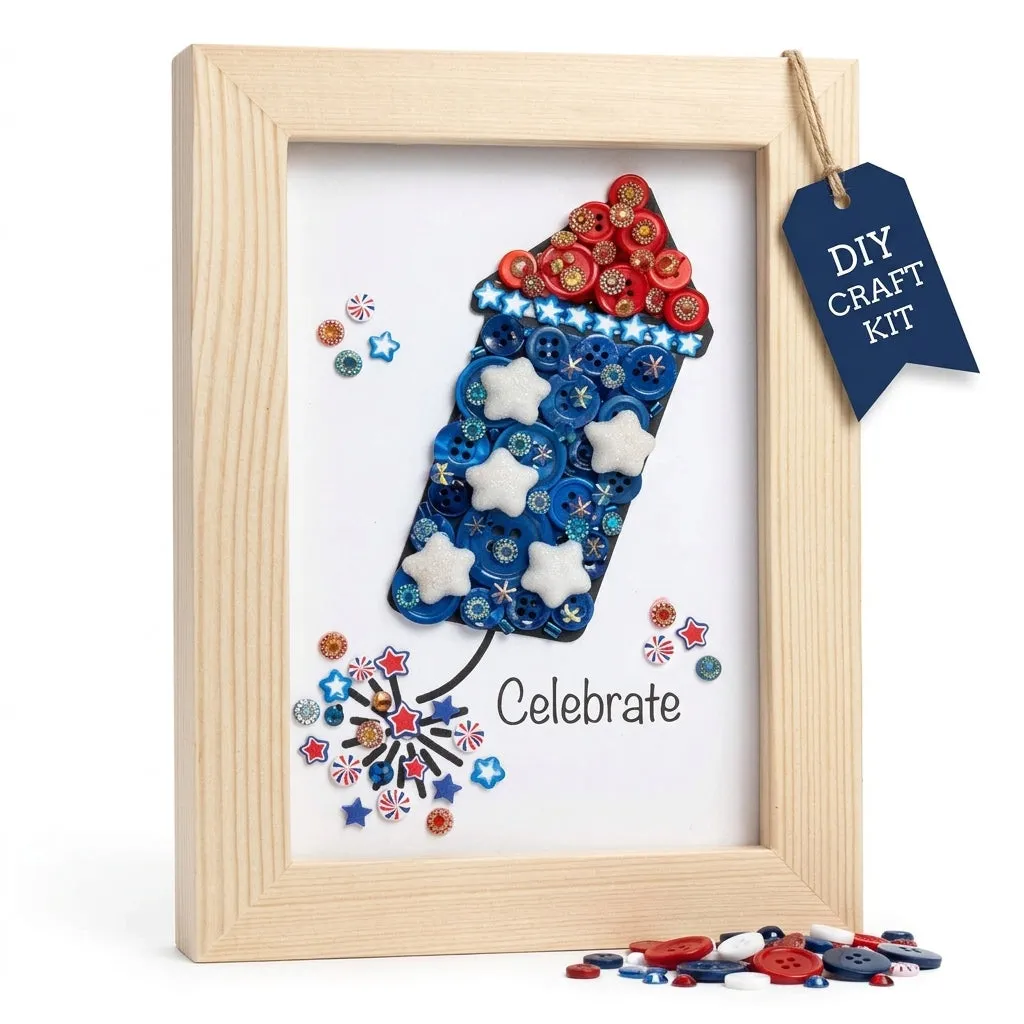 Buttons Galore Firecracker Frame Bastelset rot weiß blau