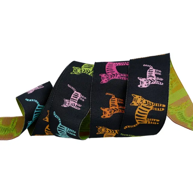 Renaissance Ribbon Catnap Tiger Stripes Band Schwarz 1 Yard