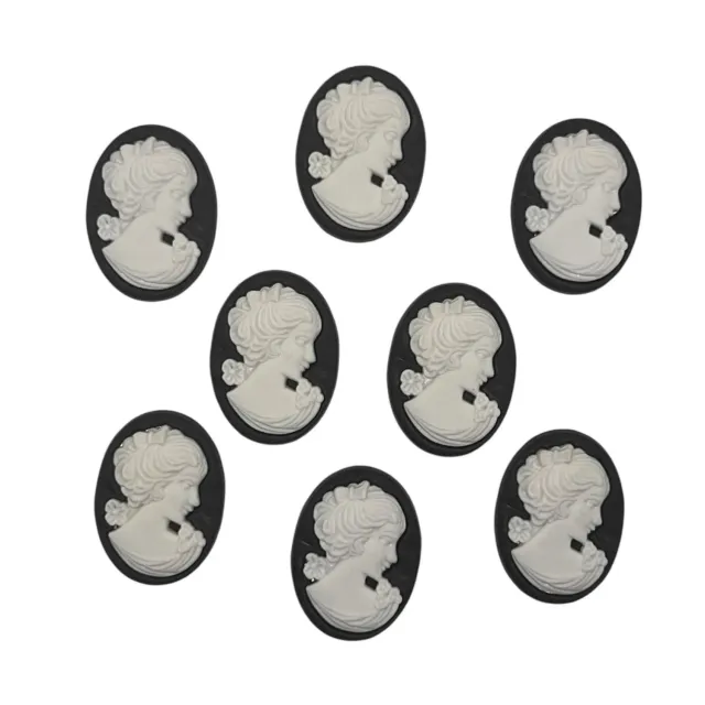 Buttons Galore Victorian Cameo Flachkameen 8 Stück schwarz