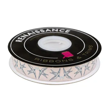 Renaissance Ribbon Mademoiselle Doves and Bows Band Creamy Pink 1 Yard