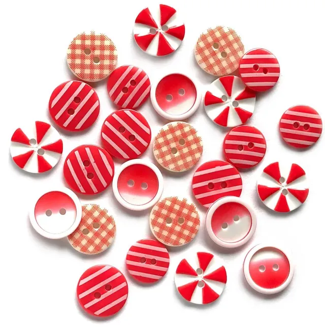 Buttons Galore Red Carpet Nähknöpfe 20 Stück rot kariert