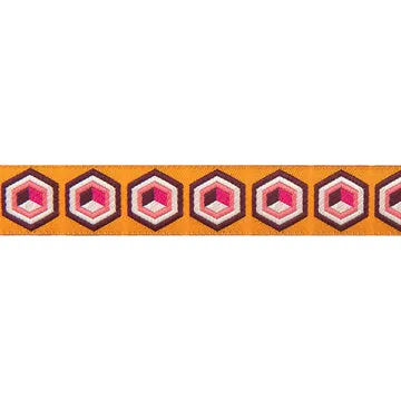 Renaissance Ribbon Hexagon Jacquard-Webband Orange-Pink 7/8" 1 Yard