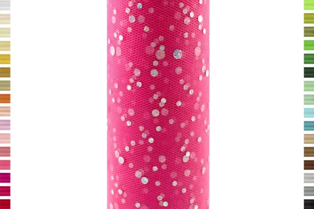 Creativery Glitzer Punkte Tüllband 15cm x 9m Pailletten