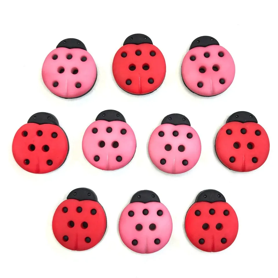 Buttons Galore Lucky Ladybugs Knöpfe 10 Stück