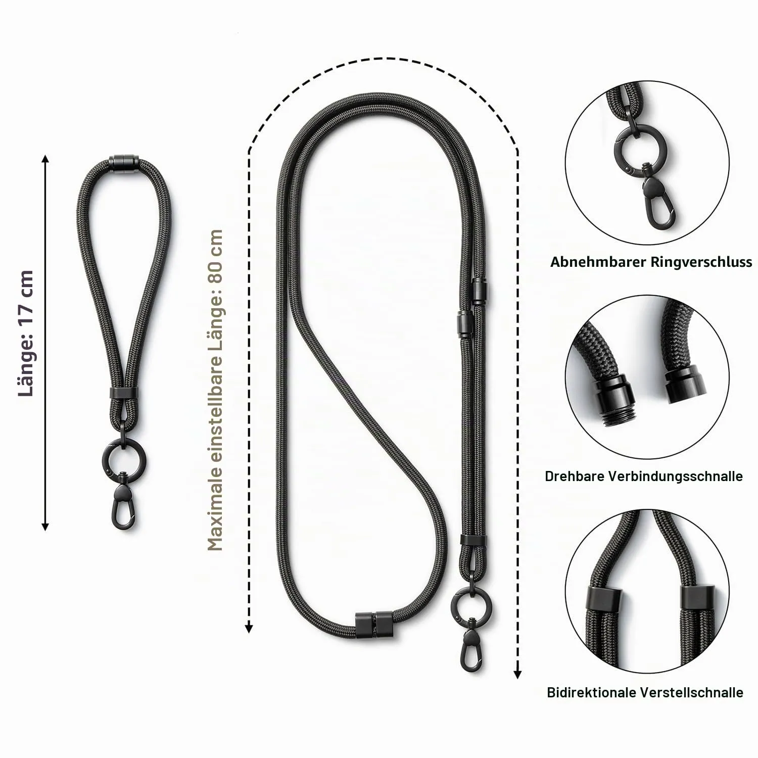 MORSUNBELA Handykette 4-in-1 Handyband zum Umhängen