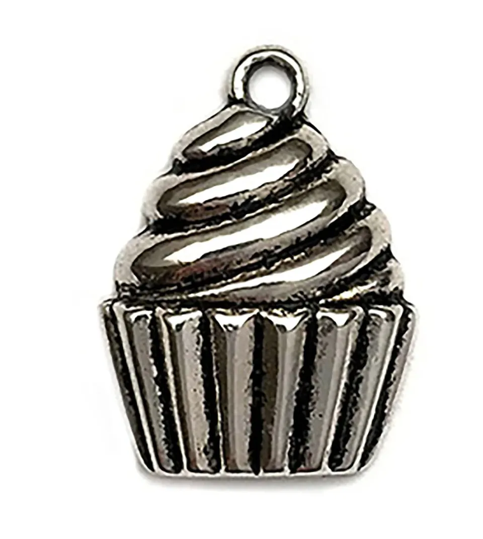 Buttons Galore Cupcake Charms Schmuckanhänger silber 10 Stk