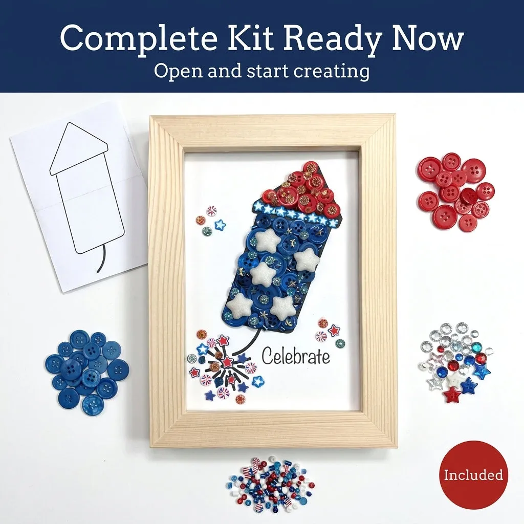 Buttons Galore Firecracker Frame Bastelset rot weiß blau