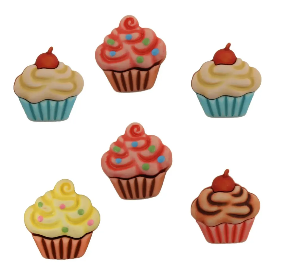 Buttons Galore Sweet Delights Cupcakes Knöpfe 6 Stück 3D