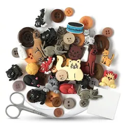 Buttons Galore Cats Knöpfe ca. 50 Stück Katzenmotive waschbar