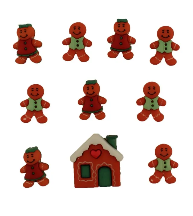Buttons Galore Gingerbread Cottage Nähknöpfe 10 Stück