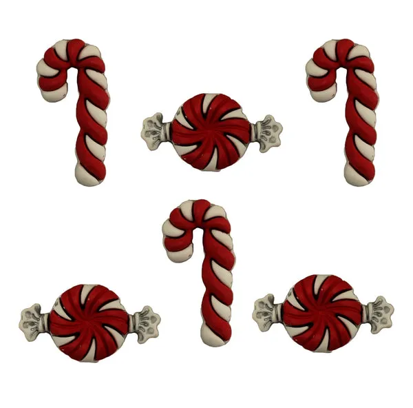 Buttons Galore Peppermint Twist Nähknopf rot-weiß 1 Stück