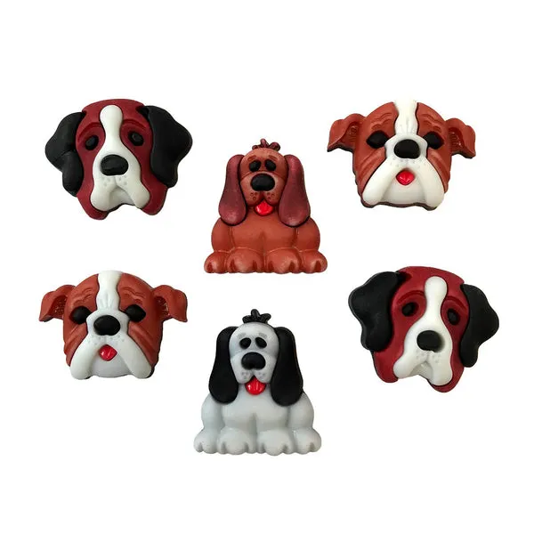 Buttons Galore Pets Pals Dog Days Nähknöpfe 6 Stück Hund