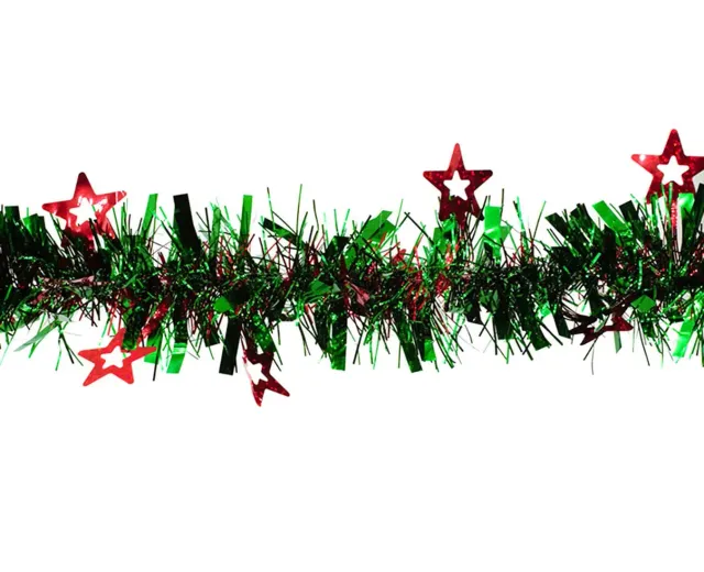 Creativery Weihnachtsgirlande Lametta 2m mit Sternen