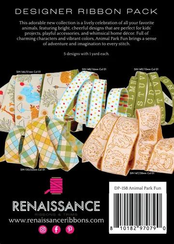 Renaissance Ribbon Animal Park Fun Designer Pack Schmuckband-Set 5x1 Yard